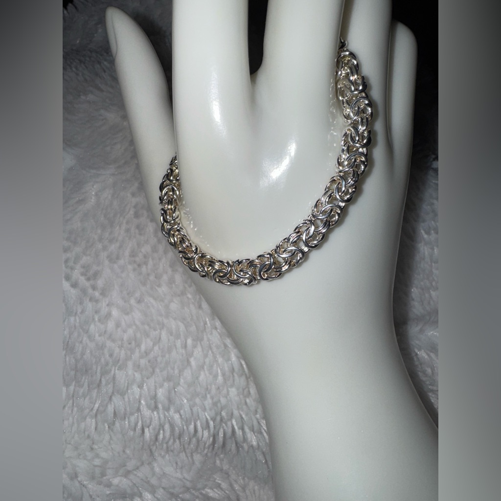 Gorgeous Signed Adjustable Italian Sterling Byzantine Chain Bracelet